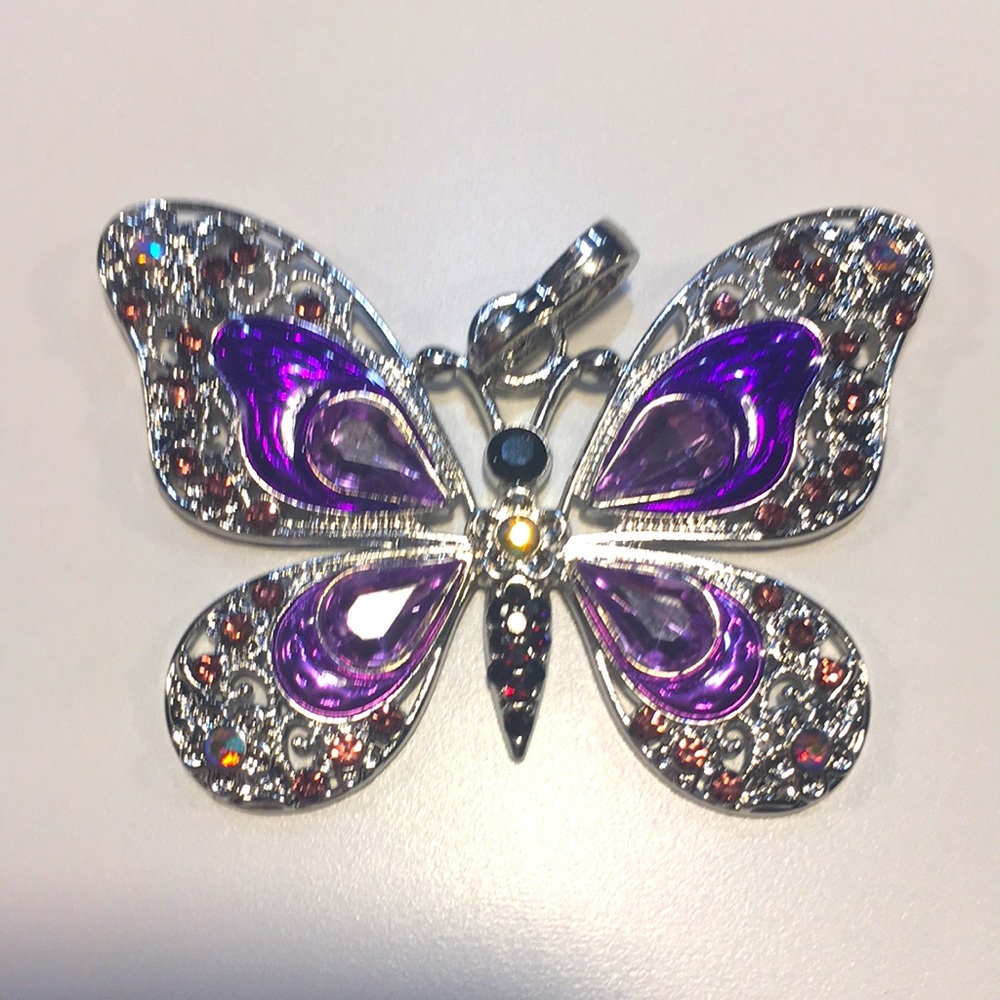 Vivid Purple Butterfly 18” Necklace NWOT